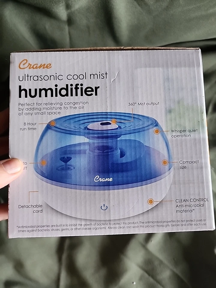 Crane EE-5951 0.2 Gal. Ultrasonic Cool Mist Humidifier - Blue and White - Image 3 of 4