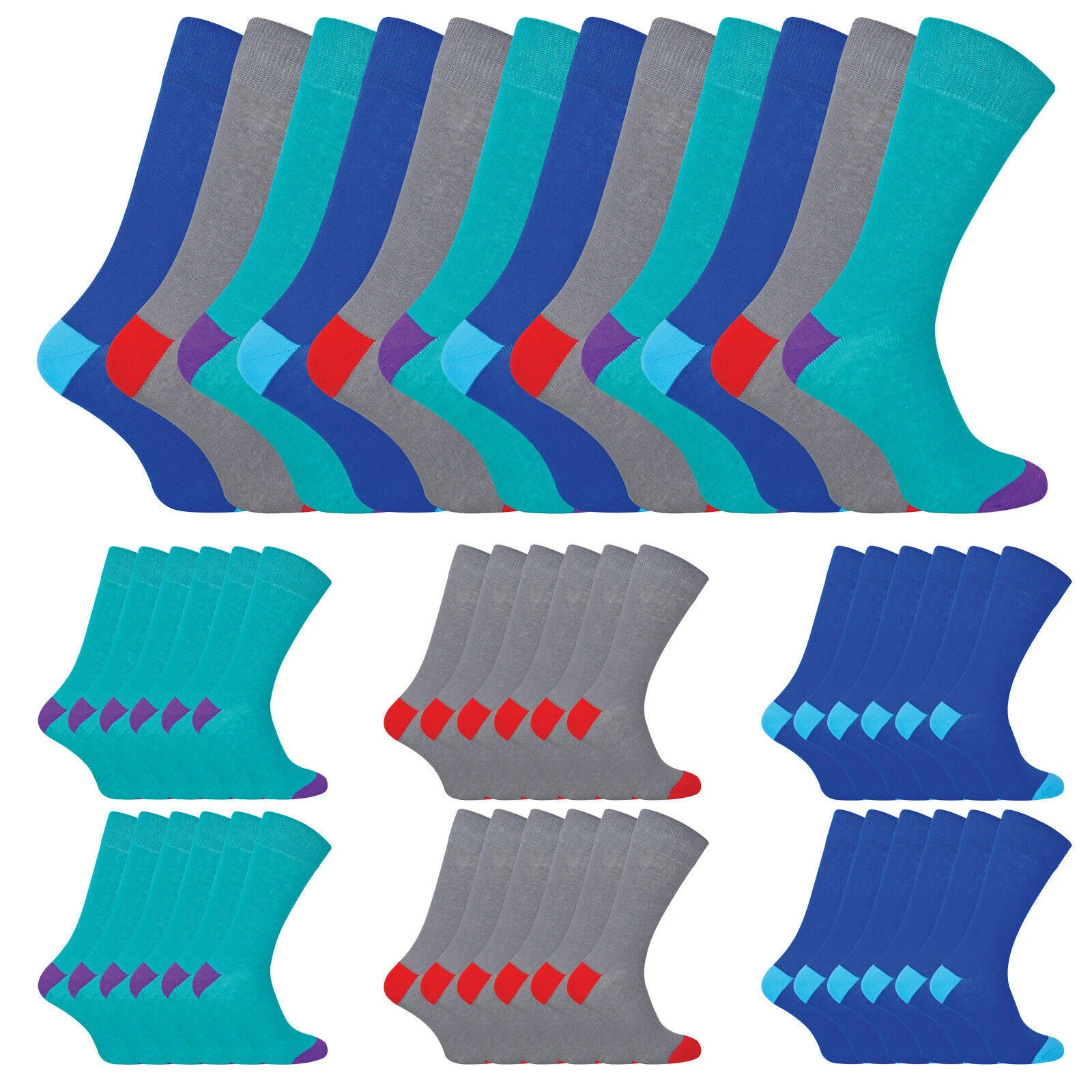 12 Pack Mens Soft Breathable Cotton Contrast Heel & Toe Socks
Opens in a new window or tab