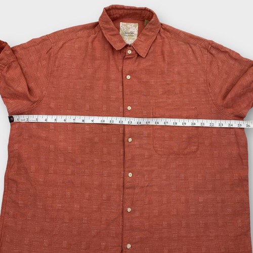 Camisa Tasso Elba Para Hombres Extra Grande Seda Lino Roja Texturizada Hawaiian Island Resort - Imagen 9 de 13