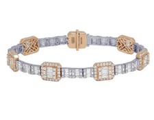 Baguette 7 9/10 CT Real Diamond Square Bracelet 10MM 14K Rose-White Gold