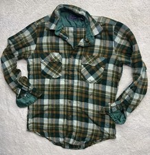 Vtg Jc Penny Flannel Shirt The Men s Shop Green Plaid Men s Med-Tall