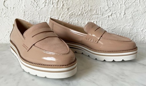 beige patent loafers