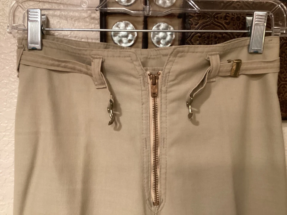 Vtg 70's Rag City Blues L. A. Bells Tan Jeans Zipper Front Belt 28”Wx32”L Size 8 - Image 2 of 4