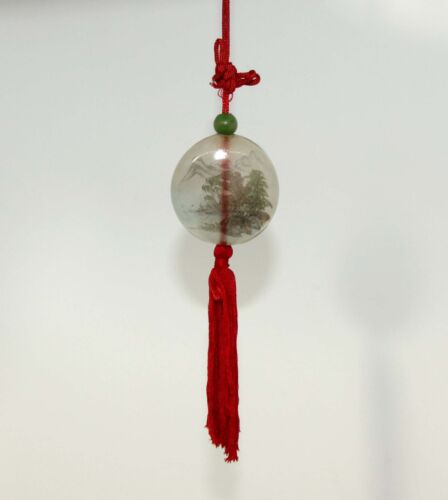 Chinese Hanfu Hanging Reverse Inside Painted Glass Bead Cord Necklace Pendant - Bild 3 von 11