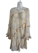 Anthropologie Dress Size Medium Yellow Ruffle Stevie May Cottagecore Romantic