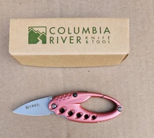 CRKT Lumabiner Pink/Dk Rose Liner Lock Knife w/L.E.D Light 1.6" Blade 9080P -NEW