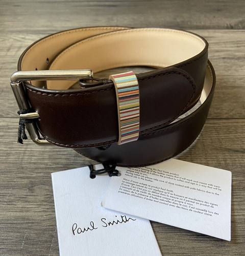 Paul Smith Cuero Marrón Cinturón Muchas Franjas Keeper Talla 30 Venta 150€ Nuevo - Imagen 2 de 6