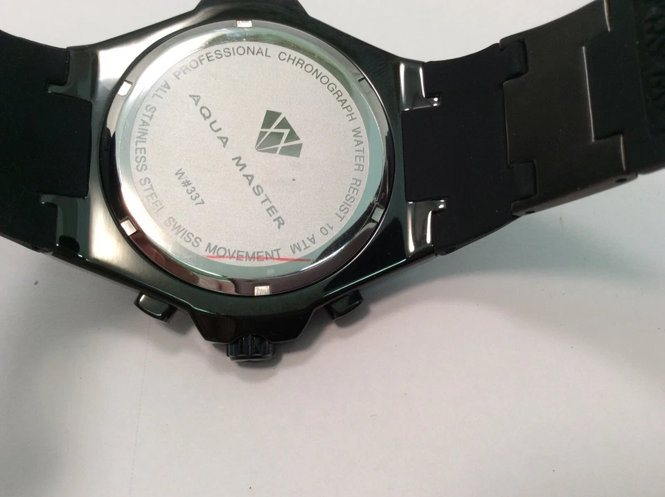 Aqua Master Jojo Jojino Rodeo Black Metal Black Rubber 55mm Diamond Watch W337 - Image 3 of 4