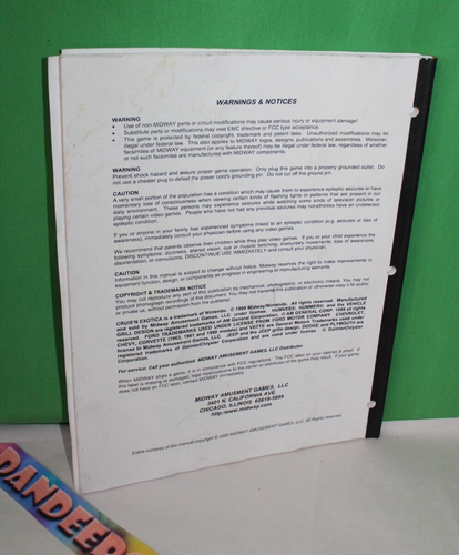 Vintage Video Game Arcade Midway Cruis'n Exotica January 2000 Manual Book - Picture 3 of 3