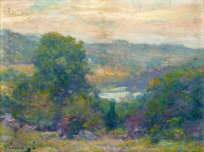 Oil painting Robert+William+Vonnoh-Eventide impression landscape handmade canvas