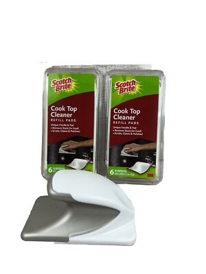 3M Scotch-Brite Cook Top Cleaner Refill Pads 6 & 4 Pre-Moistened Pads Cleaning