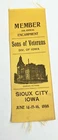 1898 Sioux City Iowa Civil War Military Ribbon Sons Of Veterans Member Antique
