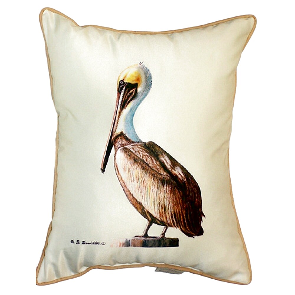 Betsy Drake Pelican Large Indoor Outdoor Pillow 16x20