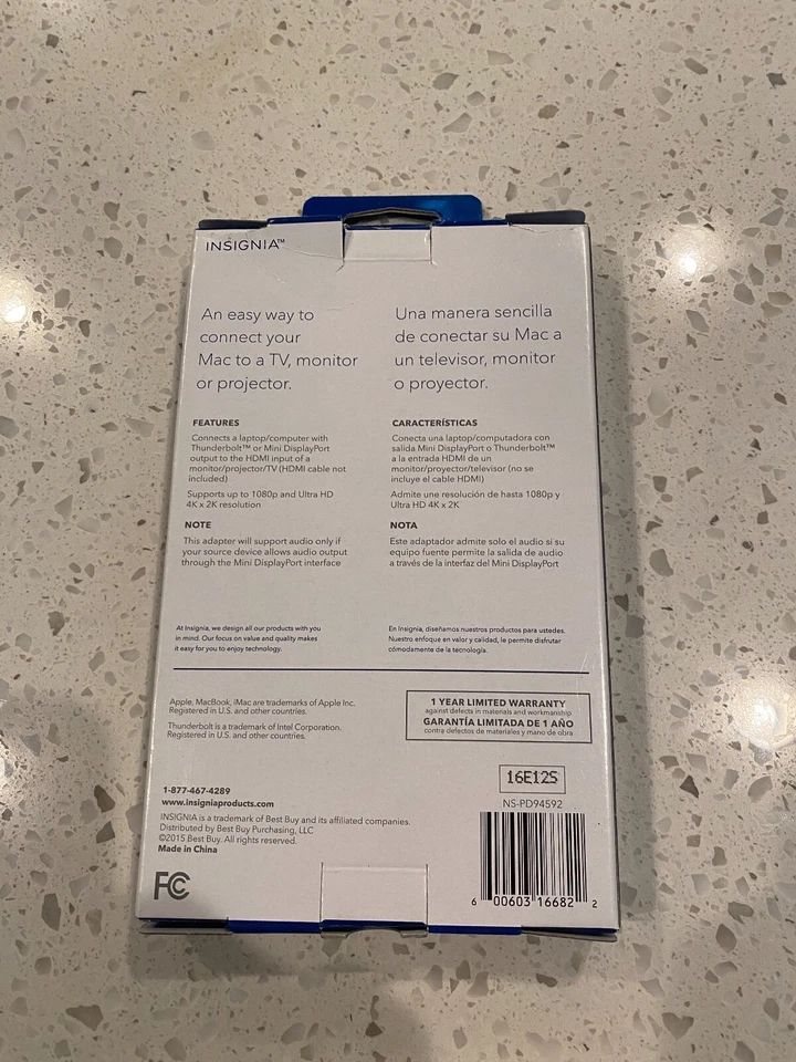 Insignia mini displayport to HDMI Adaptor for MAC, New in Box - Image 2 of 2