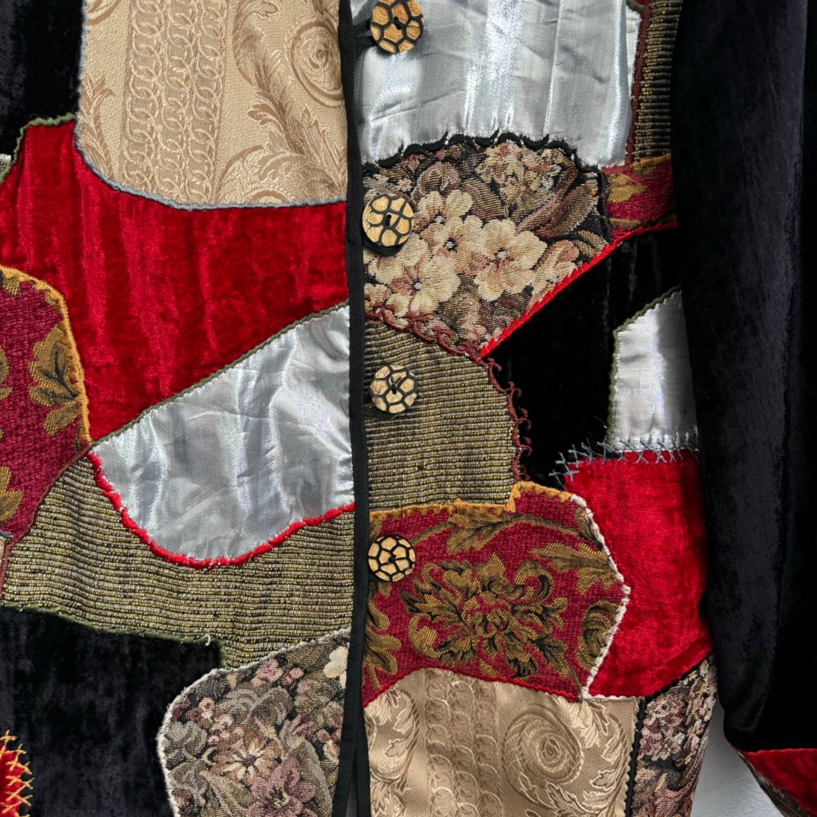 Vintage Allure Patchwork Blazer Jacket Size M Bla… - image 3