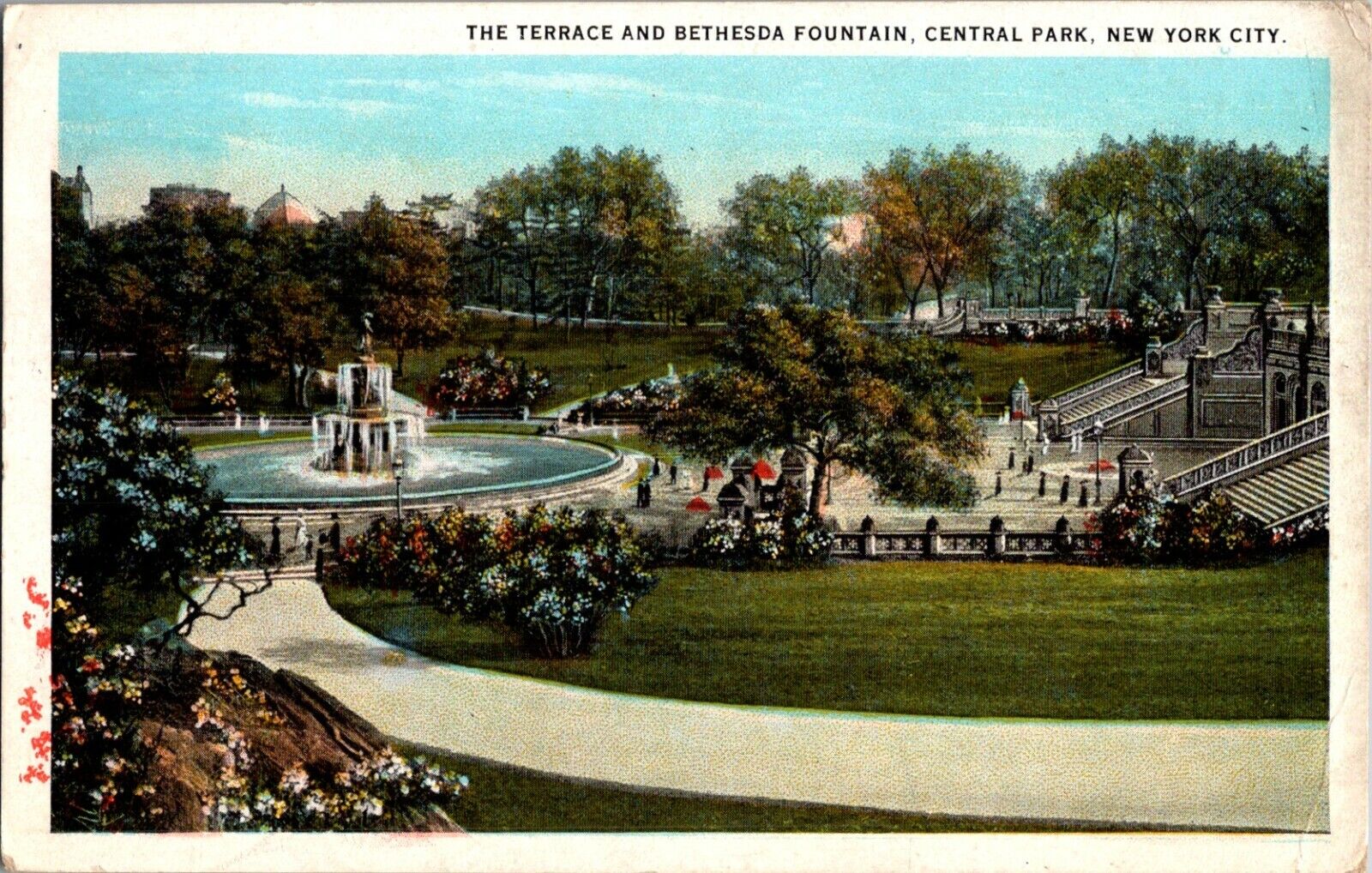 Bethesda Fountain and the lake from the terrace, Central Park, N.Y., U.S.A.