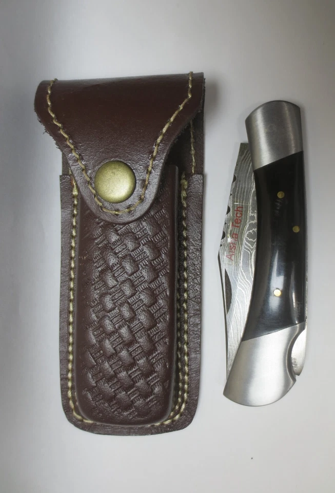 PRECIO BAJO DAMASCO 9" MANGO HUESO NÍQUEL REFUERZOS, CUCHILLO PLEGABLE CON BLOQUEO con ESTUCHE Foto 3 de 4