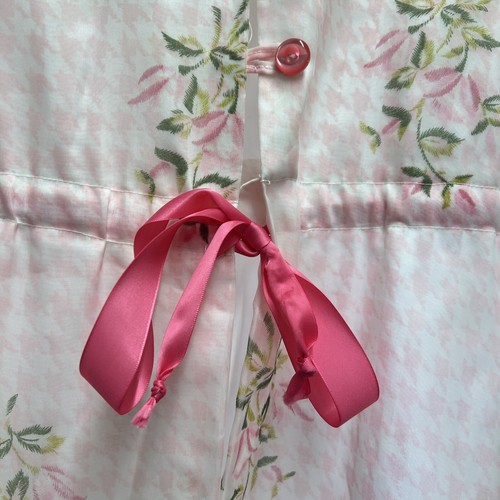 Vintage FLAX Pink White Floral Robe Dust Cover-Up Handmade Sz Large ? - Picture 4 of 12