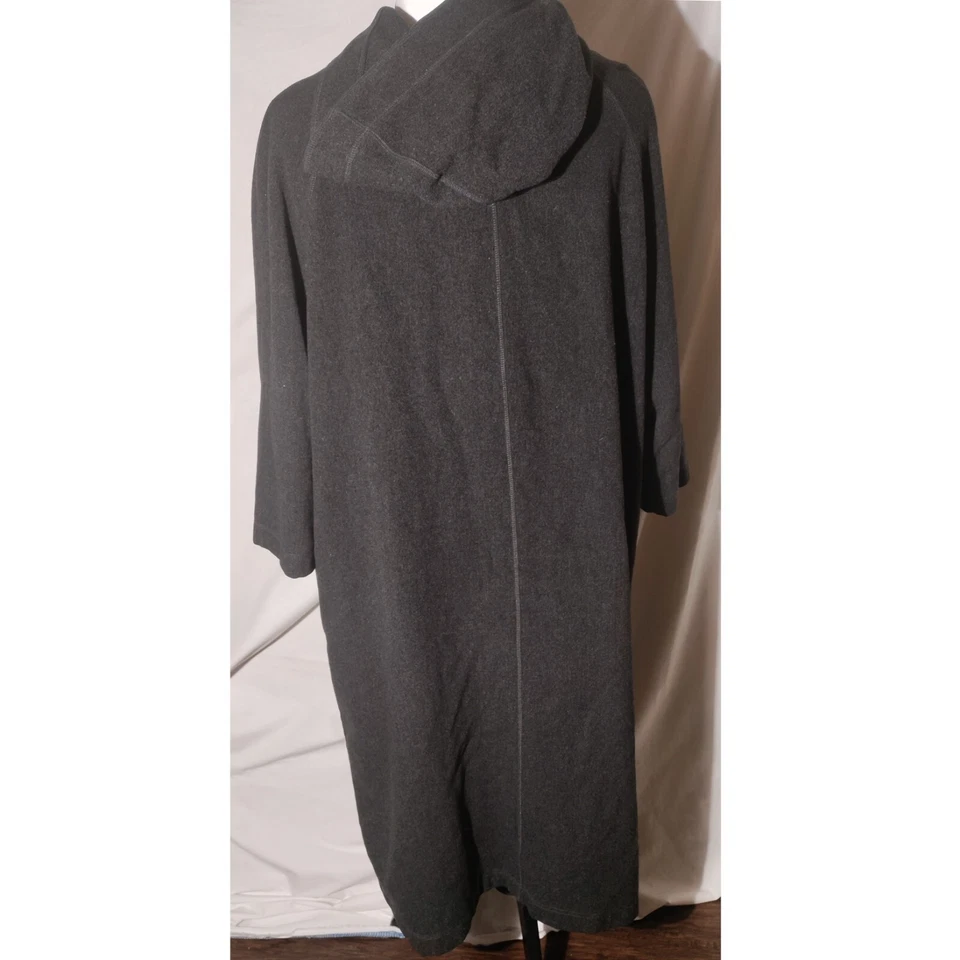 Eileen Fisher Hooded Long Button Front Coat Wool Gray Sz S Made in USA - Stains - Image 3 of 4