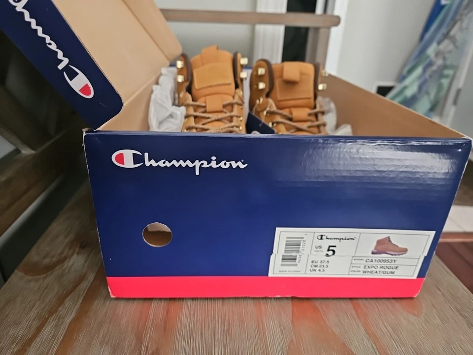 Champion EXPO Rogue Botas de Cuero para Niños Grandes Talla 5 Senderismo Resistente Medio Top Nuevas Foto 4 de 4