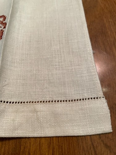 GUEST TOWEL-VINTAGE PURE LINEN PARAGON FINISHED CROSS STITCH AUTUMN LEAVES- - Picture 4 of 6