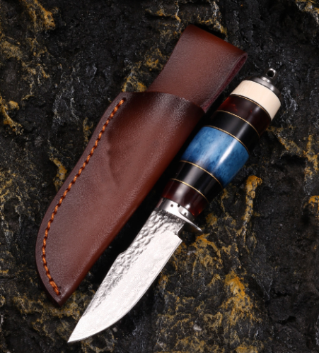 waist belt bag knife blade sheath scabbard holder pocket cow leather brown A45 - Afbeelding 1 van 5