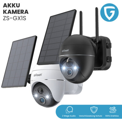 ieGeek 3MP Überwachungskamera Kamera Außen Akku mit 2-Wege-Audio, Solarbetrieben