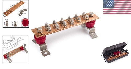 Heavy-Duty Mounted Copper Ground Bar Kit with 12 Terminal Positions, Approved - Picture 2 of 10