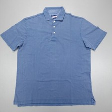 Johnnie-O Hangin Out Shoreline Polo Shirt Wake Blue Pique Dyed Cotton Stretch