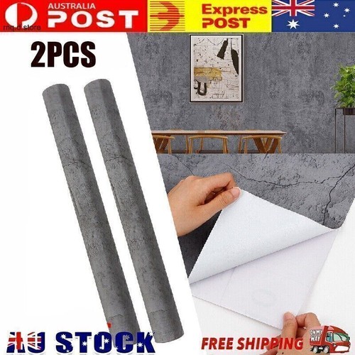 2Roll 5m Self Adhesive Wallpaper Rustic Grey Cement Concrete Wall Sticker Decor