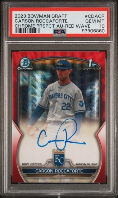 2023 Bowman Chrome Draft Carson Roccaforte Bowman 1st Red Wave AUTO #2/5 PSA 10