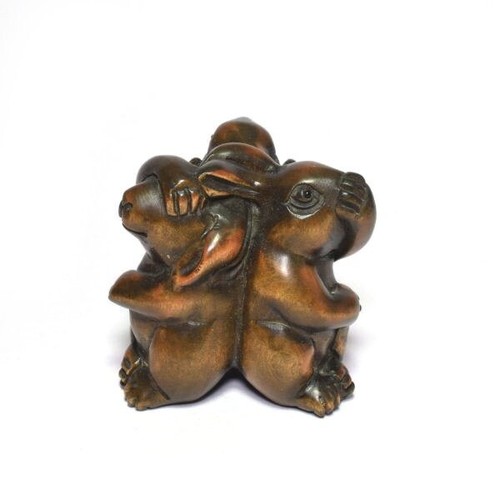 Japanese Handmade wooden Netsuke Statue Collectible Netuke Rabbit Design F/S - Picture 4 of 9
