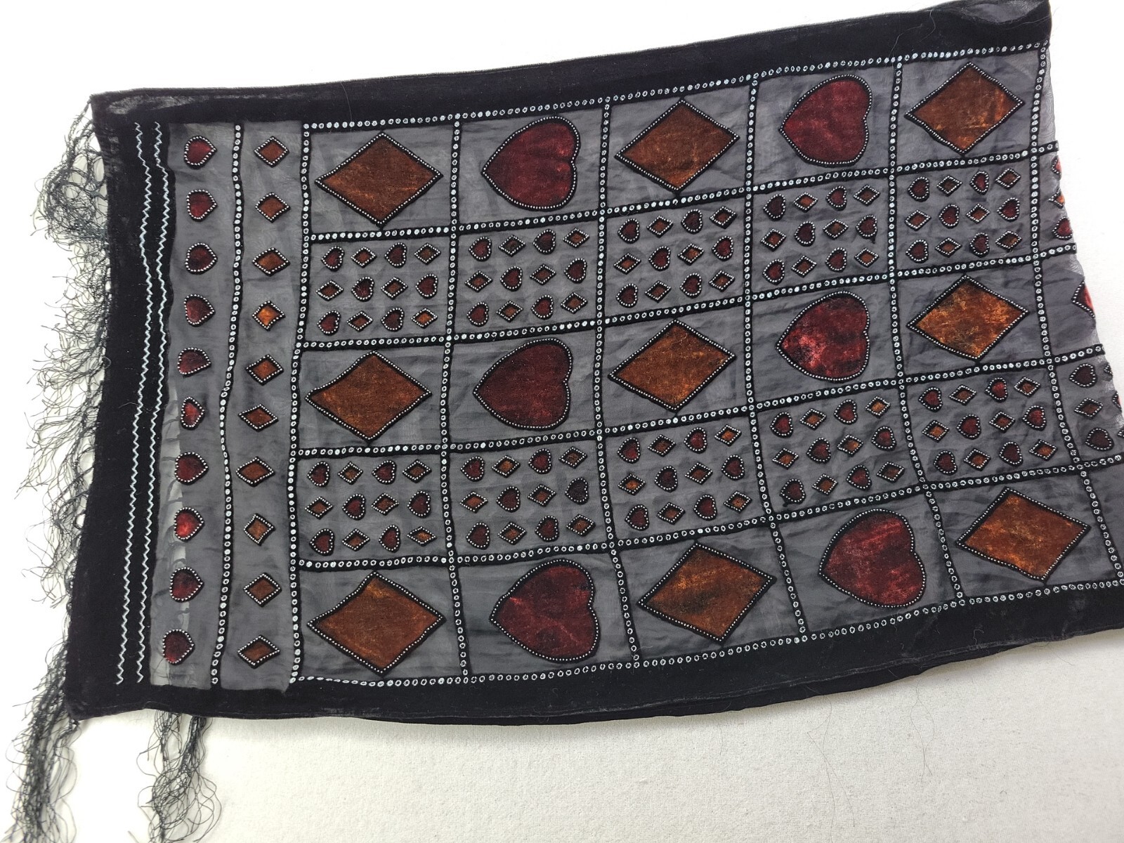 Women's Rectangular Neck Scarf Window Pane Velvet… - image 4