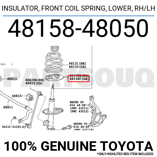 4815848050 Genuine Toyota INSULATOR, FRONT COIL SPRING, LOWER, RH/LH