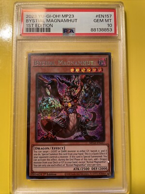 YuGiOh BYSTIAL MAGNAMHUT #MP23-EN157🔥PSA 10 GEM🔥1st EDITION-2023