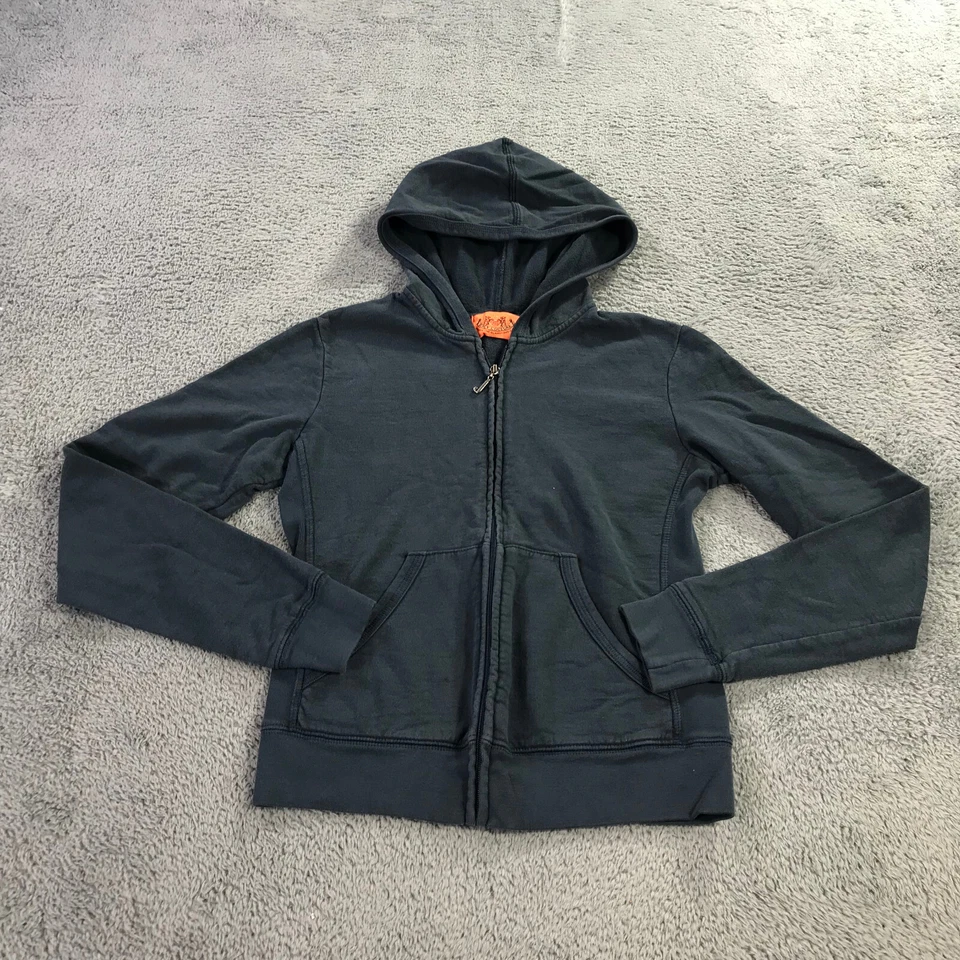 Suéter Juicy Couture Mujer Pequeña Sudadera con Capucha Cremallera Completa Sudadera Azul Informal EE. UU. Foto 3 de 4