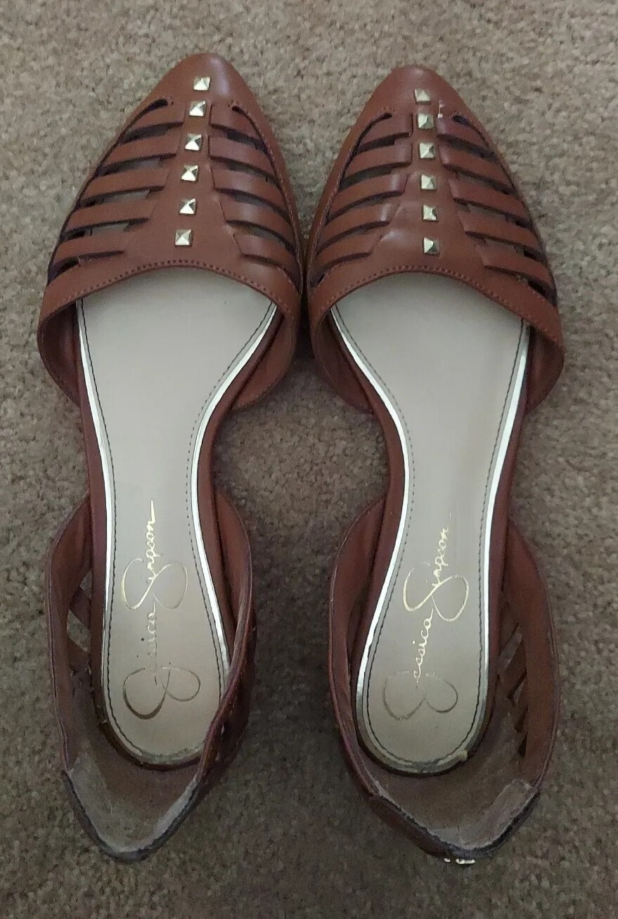 Jessica Simpson shoes, flats, size 7.5, brown, studded | eBay