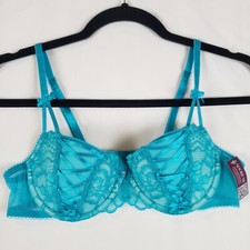 Adore Me Bra 36A Lace Underwire Lightly Lined Back Closure Turquoise 07760 NWT