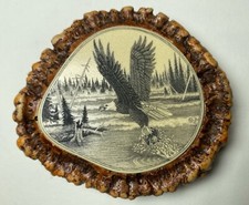 Vtg Men's or Women's Wood Like Eagle In Catching A Fish Belt Buckle 2 1/2" Wide