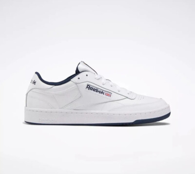 Men Reebok Club C 85 Casual Tennis Leather Shoes Sneakers White Navy Blue AR0457
