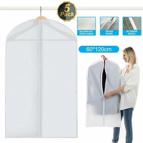 5Pack Garment Dust Cover Bag Suit Storage Zipper Dress Clothes Coat Protector US