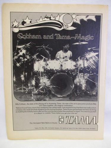Tama Drums Billy Cobham 1978 Vintage Print Ad, Miles Davis Mahavishnu Orchestra