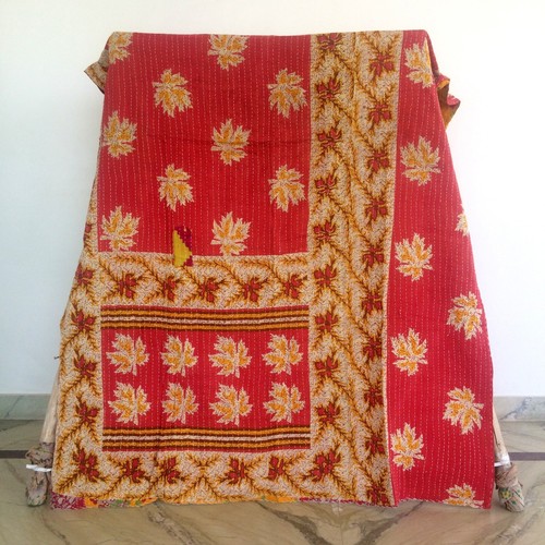 Indian Handmade Vintage Quilt Kantha Bedspread Throw Cotton Blanket Ralli Gudari - Picture 8 of 19