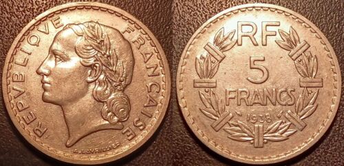France - Third Republic - 5 Francs Lavrillier Nickel 1938 TTB ! F.336/7