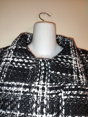 Ci Sono by Cavallini Women Double Breasted Belted Black White Trench Coat Sz L - Picture 4 of 20