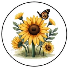 SUNFLOWERS WITH BUTTERFLY ENVELOPE SEALS LABELS STICKERS PARTY FAVORS