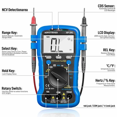 AC/DC Digital LCD Multimeter Messgerät Strommesser Strom Voltmeter Amperemeter - Bild 7 von 8