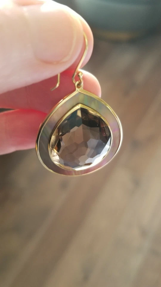 Pendientes Ippolita Ondine Oro 18k Cuarzo Ahumado Concha Lágrima Foto 4 de 4