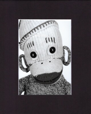 8X10'' Matted Print Art Picture Photo Sock Monkey, Loop Ears