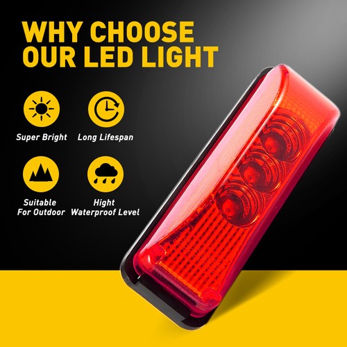 4x 3.9" 3-LED Side Marker Lights for Truck Trailer Boat Sealed indicator Light - Picture 4 of 11